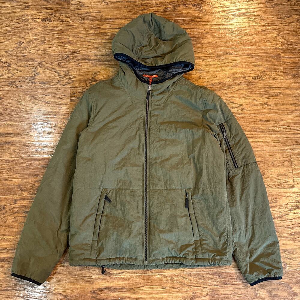 Jack Threads Olive Green Primaloft Insulated Hooded Nylon Zip Jacket Medium